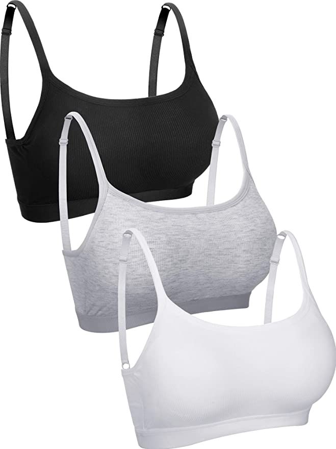 3 Pieces Mini Camisole Bra Padded Bra Tank Top Bra Women Sports Bra with Straps | Amazon (US)