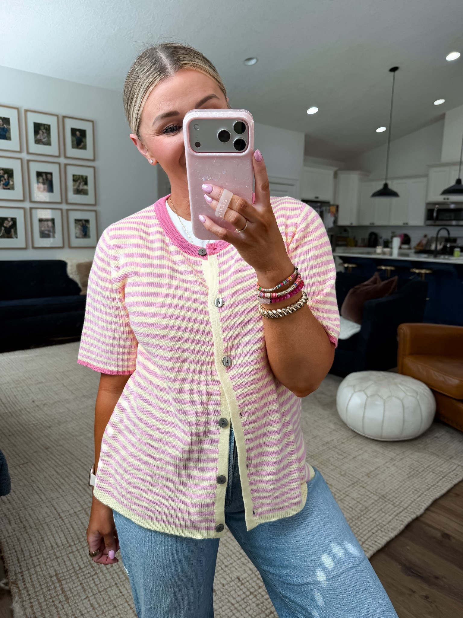 Short sleeve cardigan that you can wear all season long. The colors are ADORABLE and so cheery! Wearing size small. It kind of has a longer length to it. 

#LTKOver40 #LTKSaleAlert #LTKootd