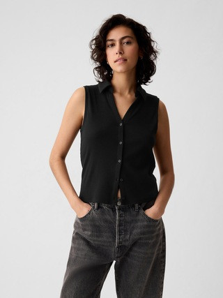 Modern Rib Cropped Polo Shirt | Gap (US)