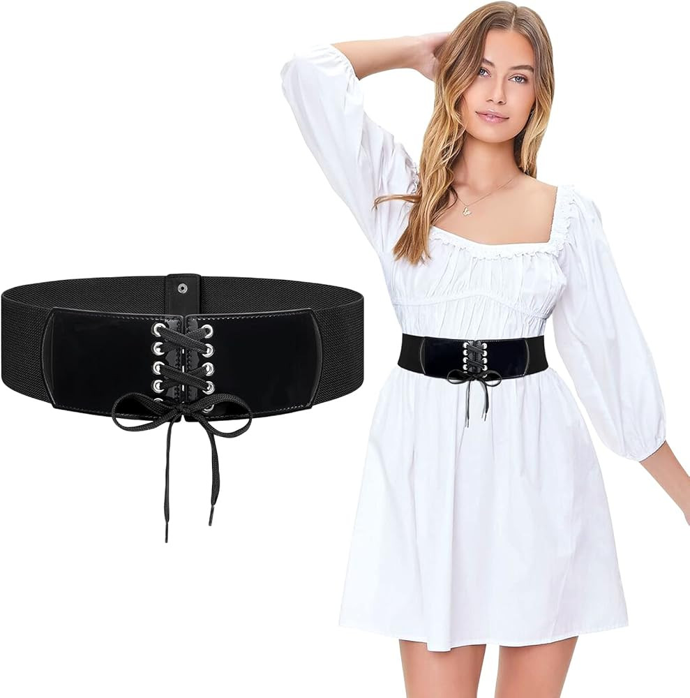 JASGOOD Women Wide Elastic Belt for Dress Vintage Stretchy Cinch Waist Belt | Amazon (US)