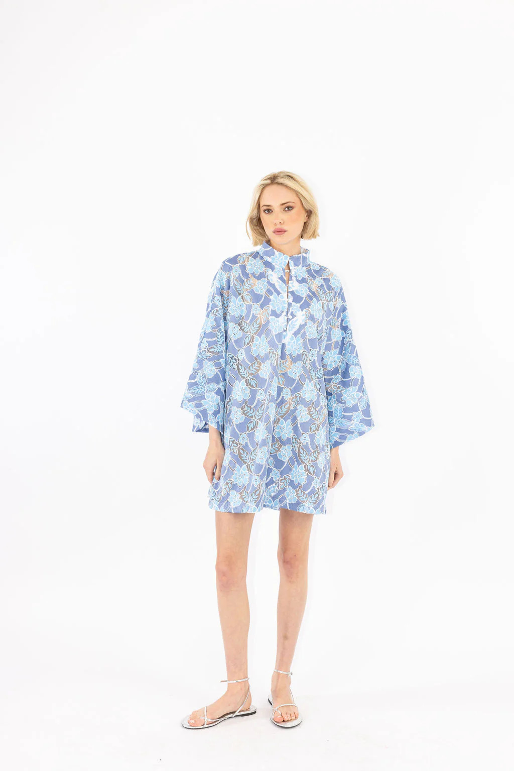 Capri Blue Floral Mini Caftan | La Vie Style House