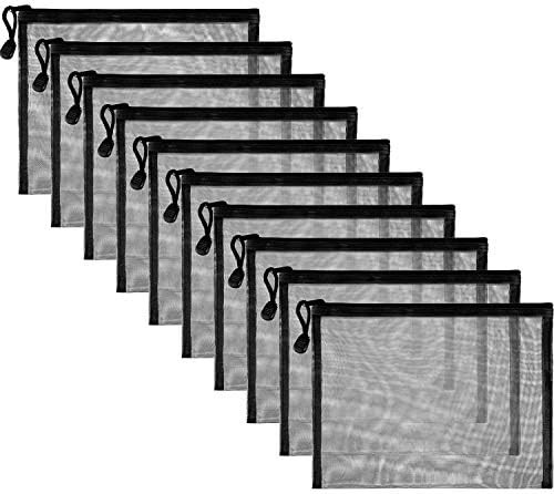 Norme 10 Pieces Black Mesh Bags Makeup Bags Cosmetic Travel Organizer Bags Mesh Zipper Pouch Penc... | Amazon (US)