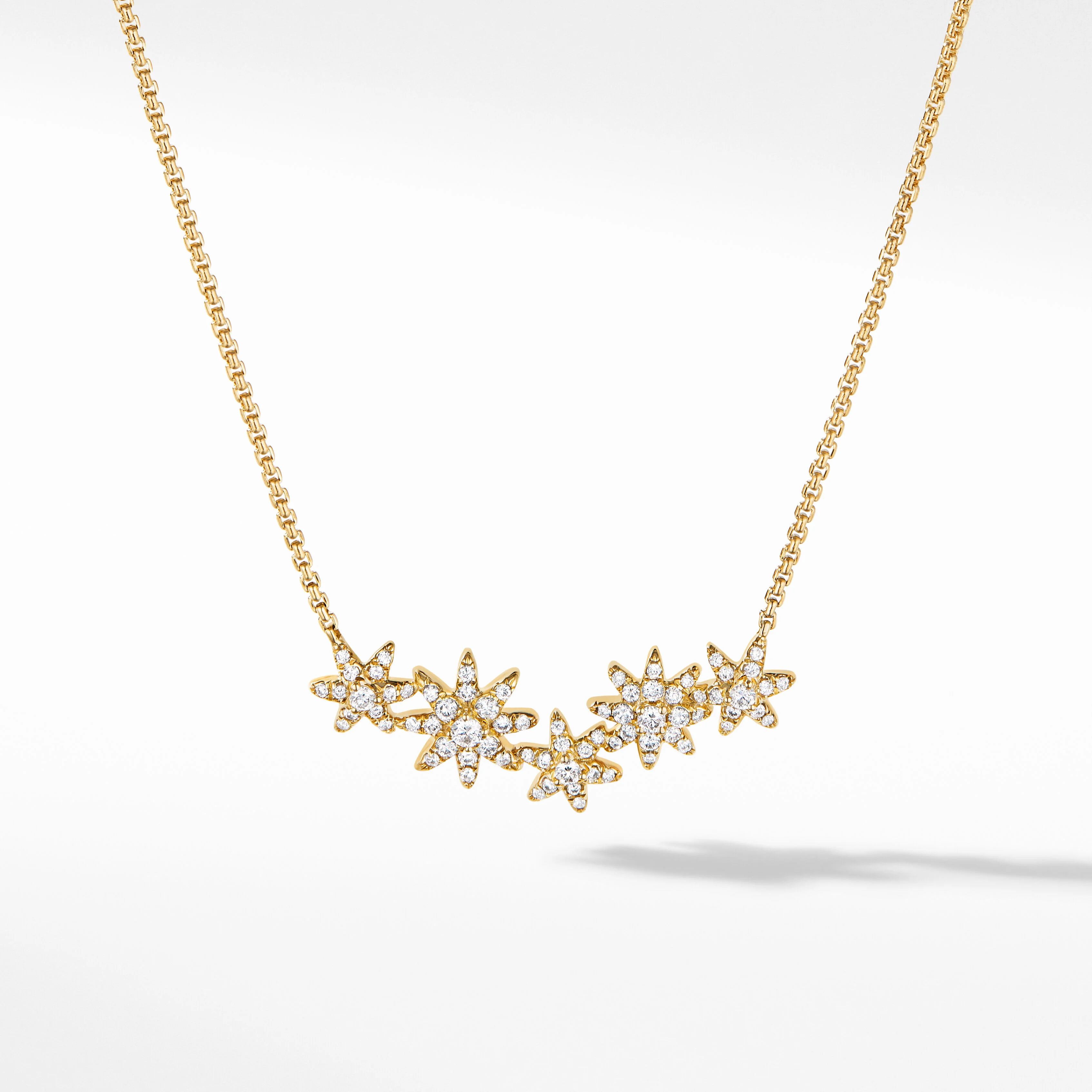 Starburst Cluster Station Necklace in 18K Yellow Gold with Pavé Diamonds | David Yurman