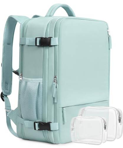 Beraliy Large Travel Backpack for Women Airline Approved, Carry On Backpack,17.3 Inch Laptop Backpack, Personal Item Bag Casual Daypack Backpacks,Mint Green | Amazon (US)