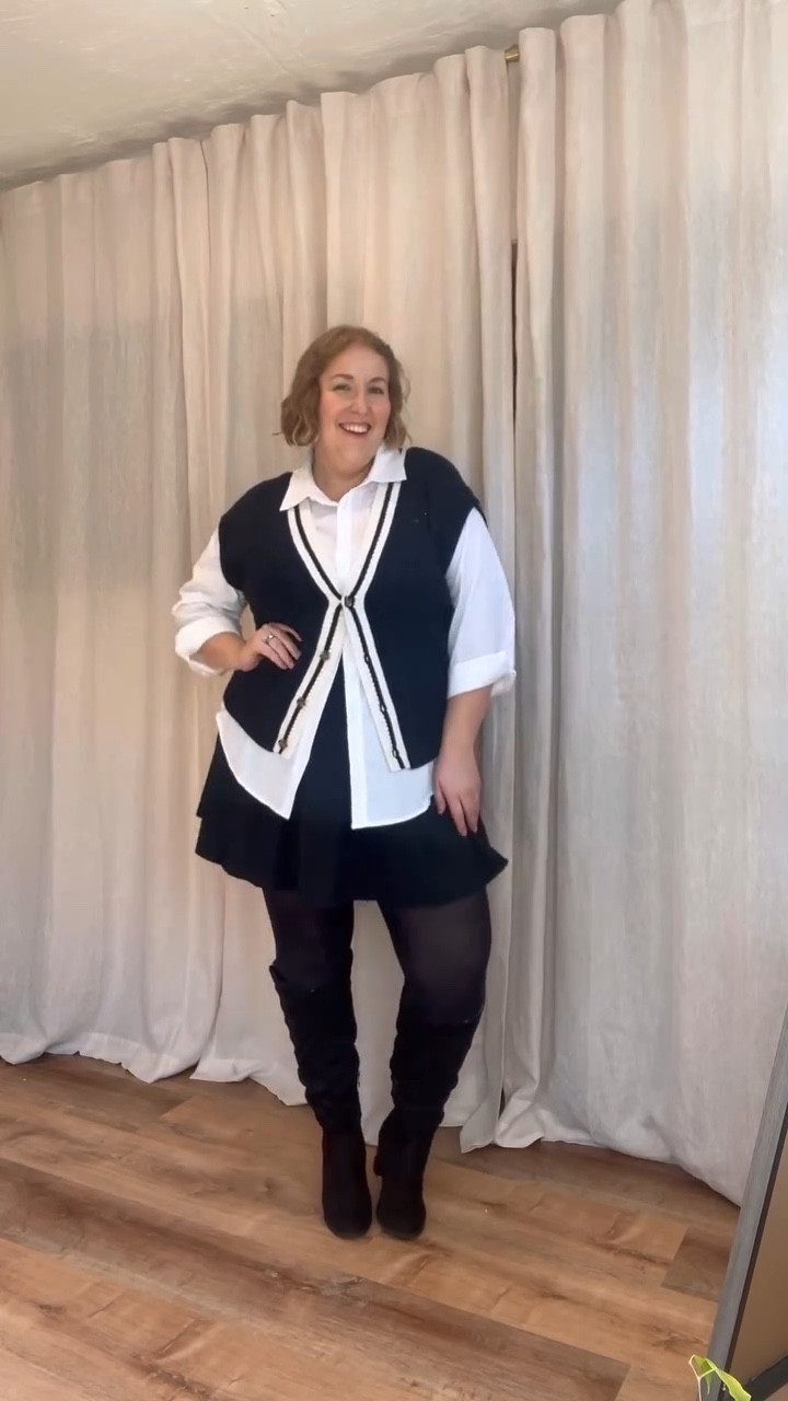 Love love love this look for the office! Makes me feel so ✨corporate cool girl✨ This skirt has built-in shorts (we love)!  Tights are from Snag Tights 

#LTKStyleTip #LTKPlusSize #LTKWorkwear