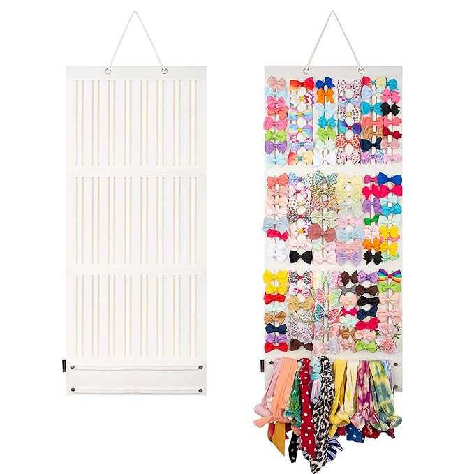 Baby Girl Hair Bows & Clips Organizer - Sturdy Stand, Wall Hanging for Nursery Decor (White, Larg... | Amazon (US)