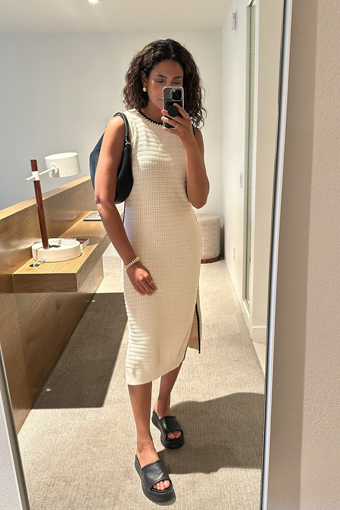 SUMMER DRESS// lightweight knit midi dress is easy to dress up or down, paired with platform slides and chunky gold accessories for an understated chic look for a night out. All fit true to size.



#LTKStyleTip #LTKOver40 #LTKTravel