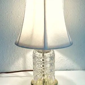Lamp Vintage Cut Crystal Glass Embossed Fabric Shade Underwriters Laboratories | Poshmark