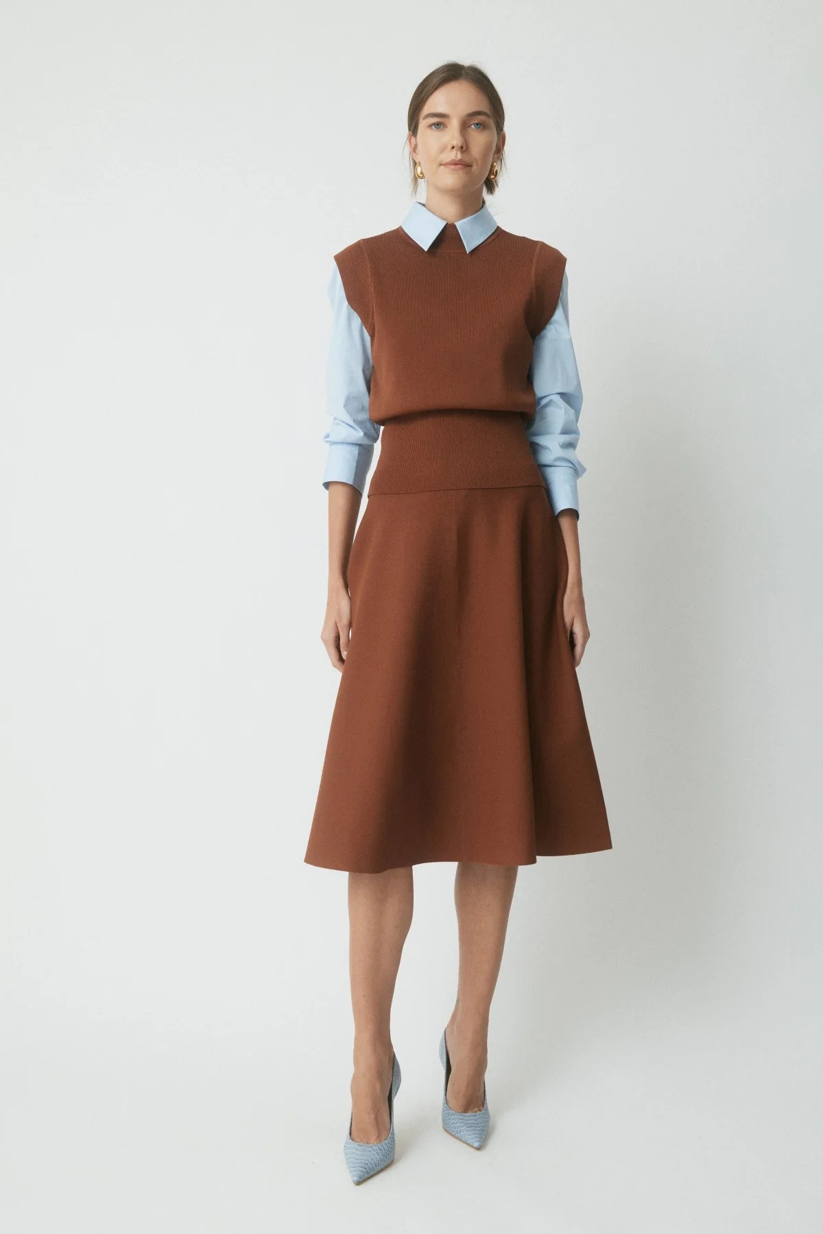 Casey Milano Crepe Knit Skirt - Cognac | Perri Cutten