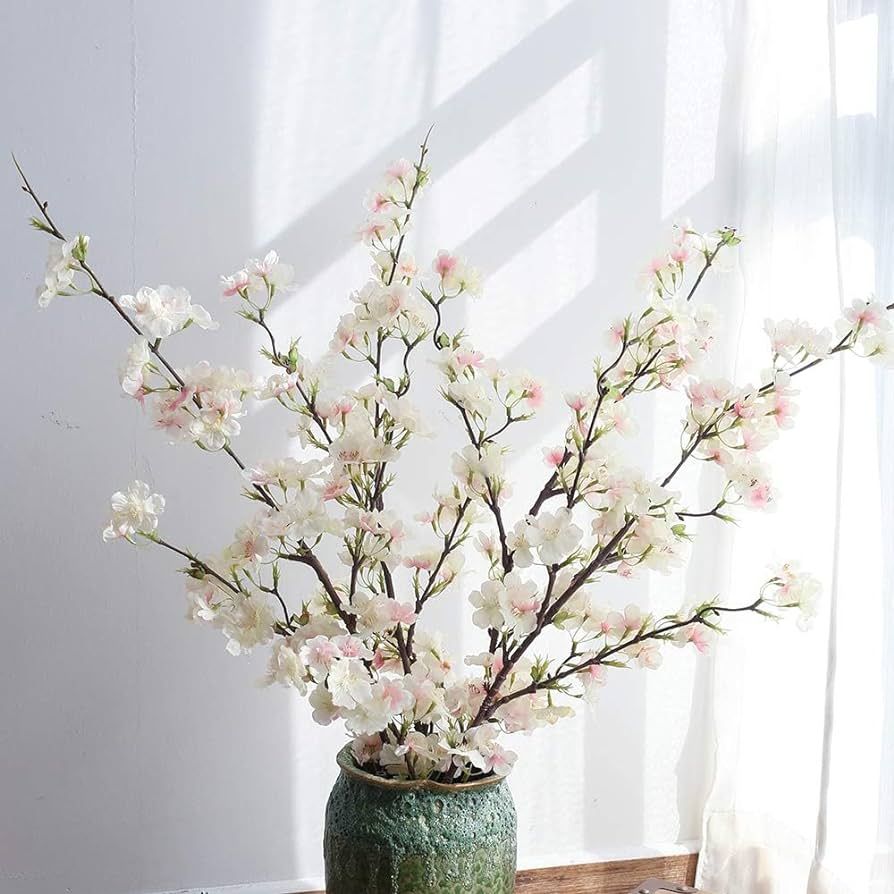 Cherry Blossom Branches Fake Flowers, Cherry Blossom Decor Artificial Flowers Cherry Blossom Tree... | Amazon (US)