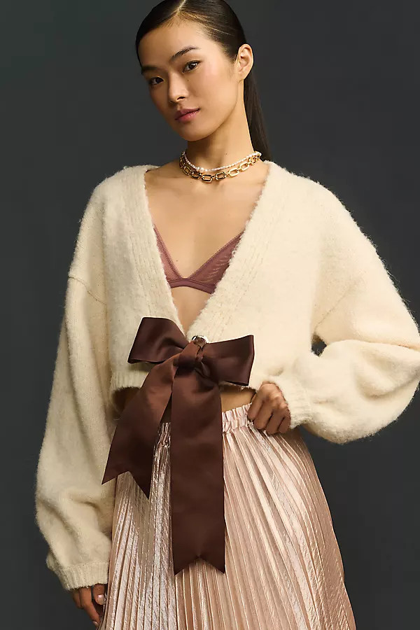 Bouclé Bow-Front Cardigan Sweater | Anthropologie (US)