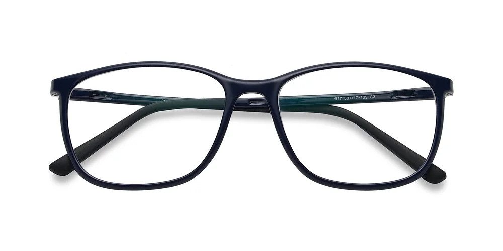 Blue Retro-Vintage Low Bridge Fit Ultem Rectangle Blue Light Glasses | Yesglasses