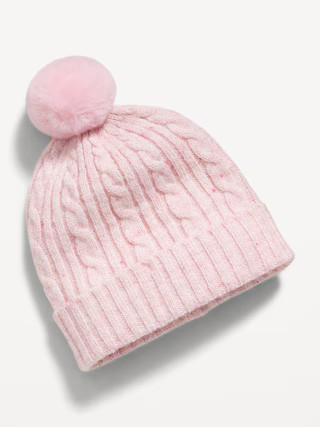 Pom-Pom Cable-Knit Beanie for Toddler Girls | Old Navy (US)