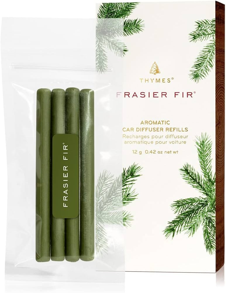 Thymes Frasier Fir Car Diffuser Refills - Includes 4 Car Air Freshener Diffuser Reeds - Long-Last... | Amazon (US)