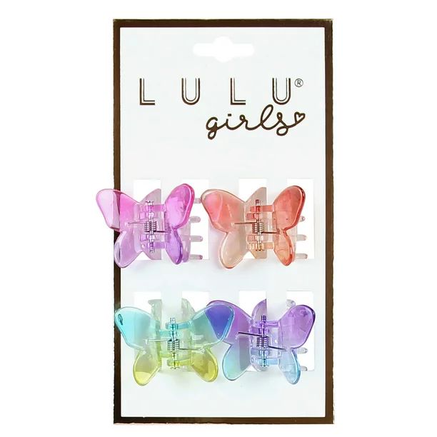 Lulu Girls Ombre Butterfly Claw Clips - 4 Pack - Walmart.com | Walmart (US)