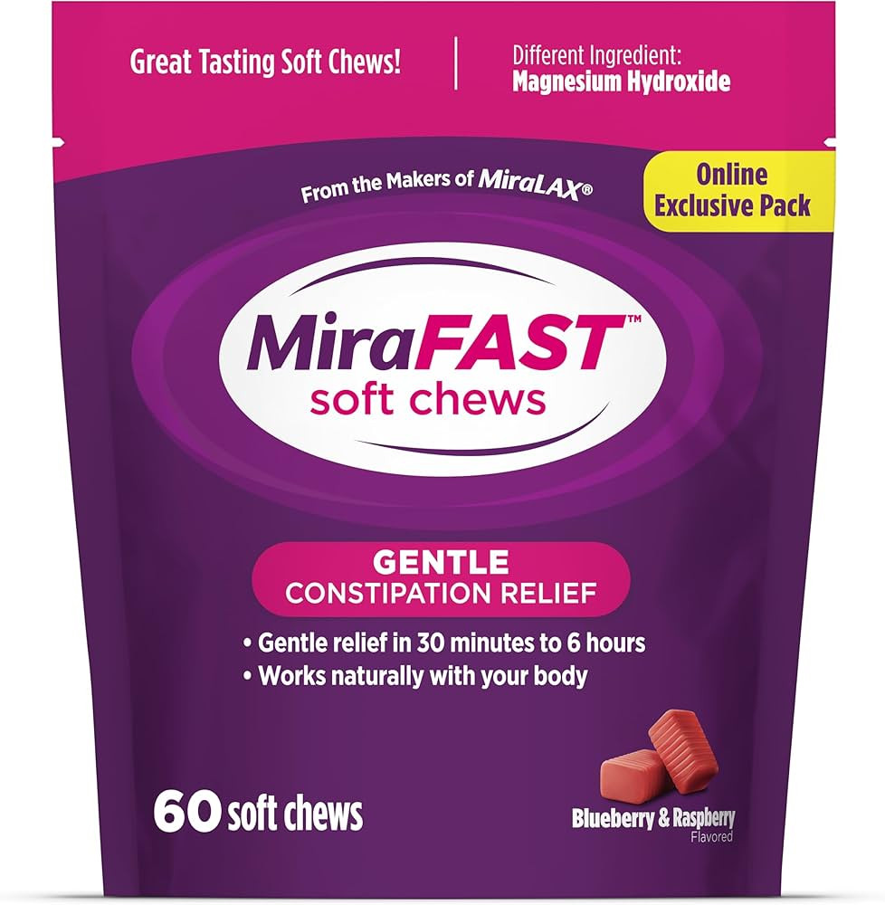 MiraFAST Soft Chews, from The Makers of MiraLAX, Gentle Constipation Relief, Fast Acting, Stimula... | Amazon (US)