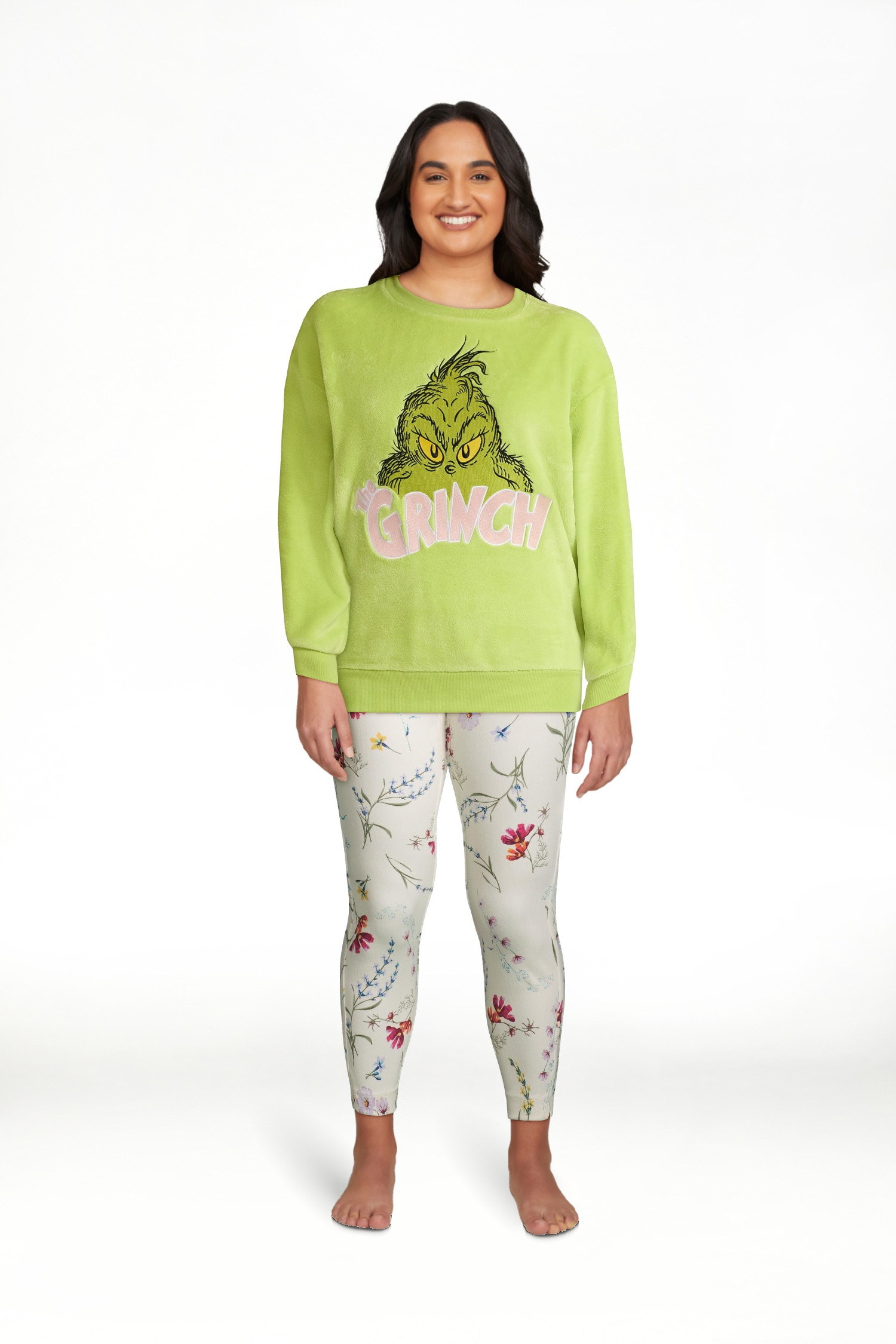 Dr. Seuss The Grinch Women's Plush Graphic Sweatshirt with Long Sleeves, Sizes XXS-XXL | Walmart (US)