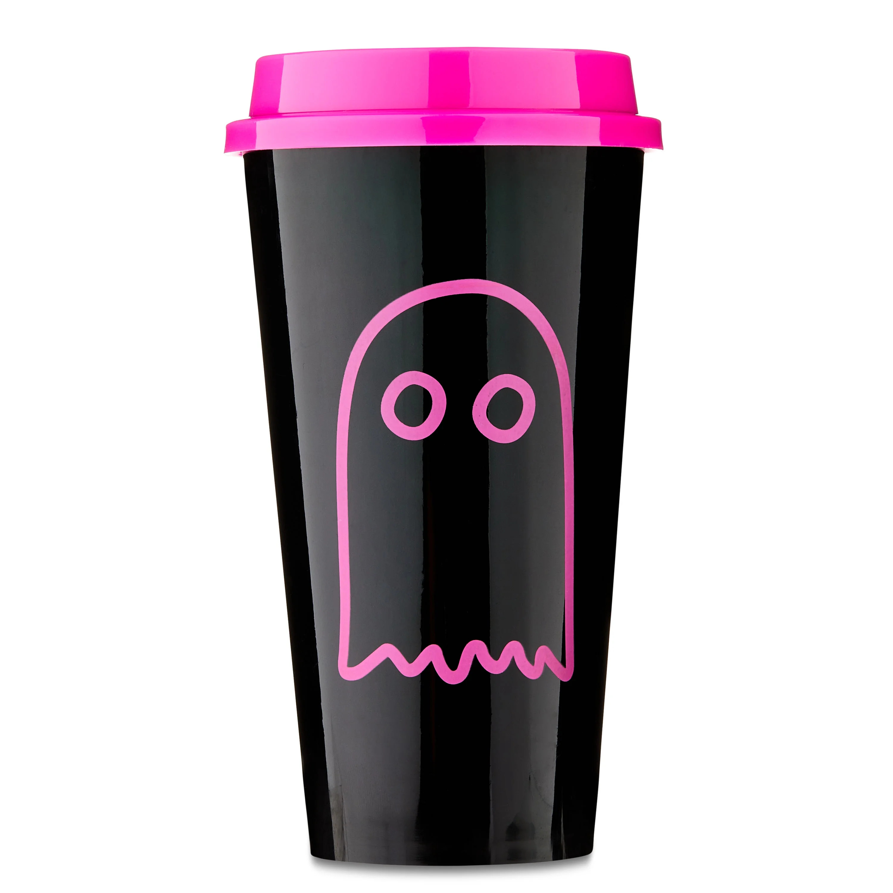 Halloween Black Plastic Tumblers with Pink Lid, 3 Pack, Ghost, Party Favors, Way to Celebrate! | Walmart (US)
