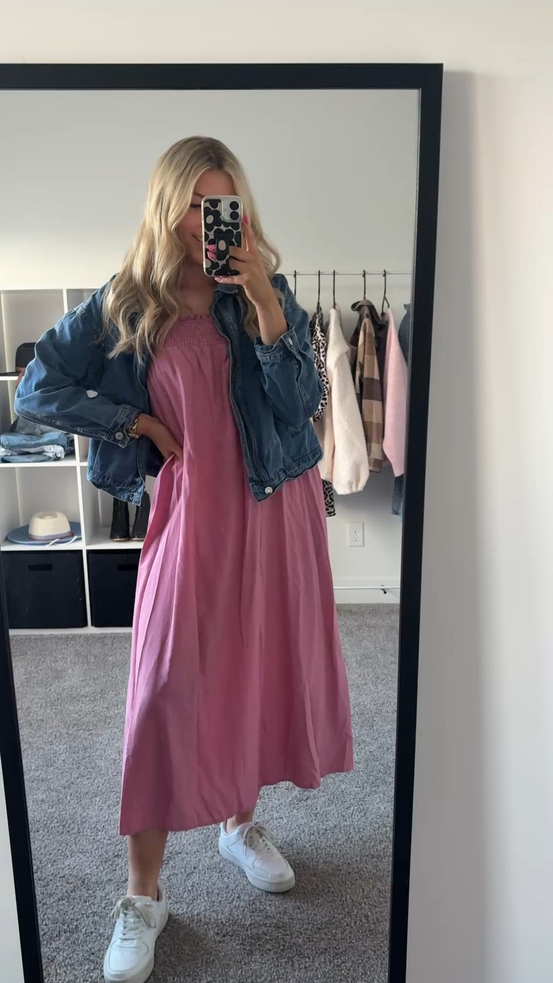 Pink dress: wearing M
Jean Jacket: wearing L
Sneakers: true size in wide fit or size up half in regular

| valentines outfit | work outfit 

#LTKSeasonal