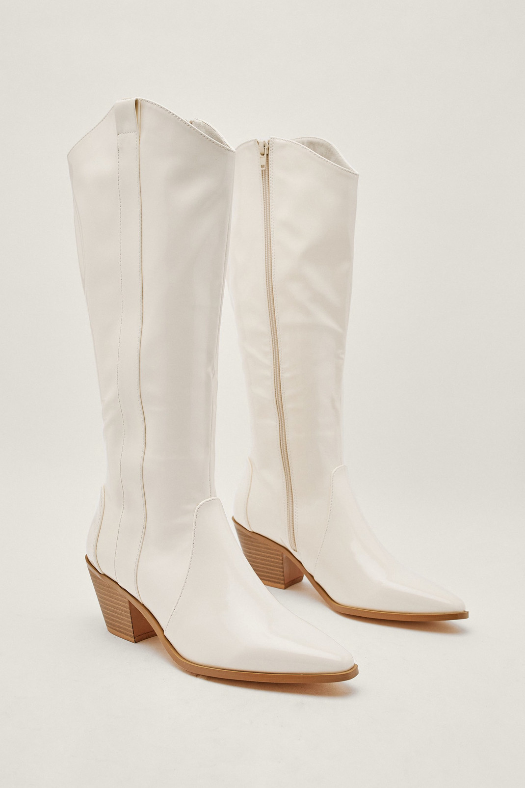 Faux Leather Western Knee High Boots | Nasty Gal (US)