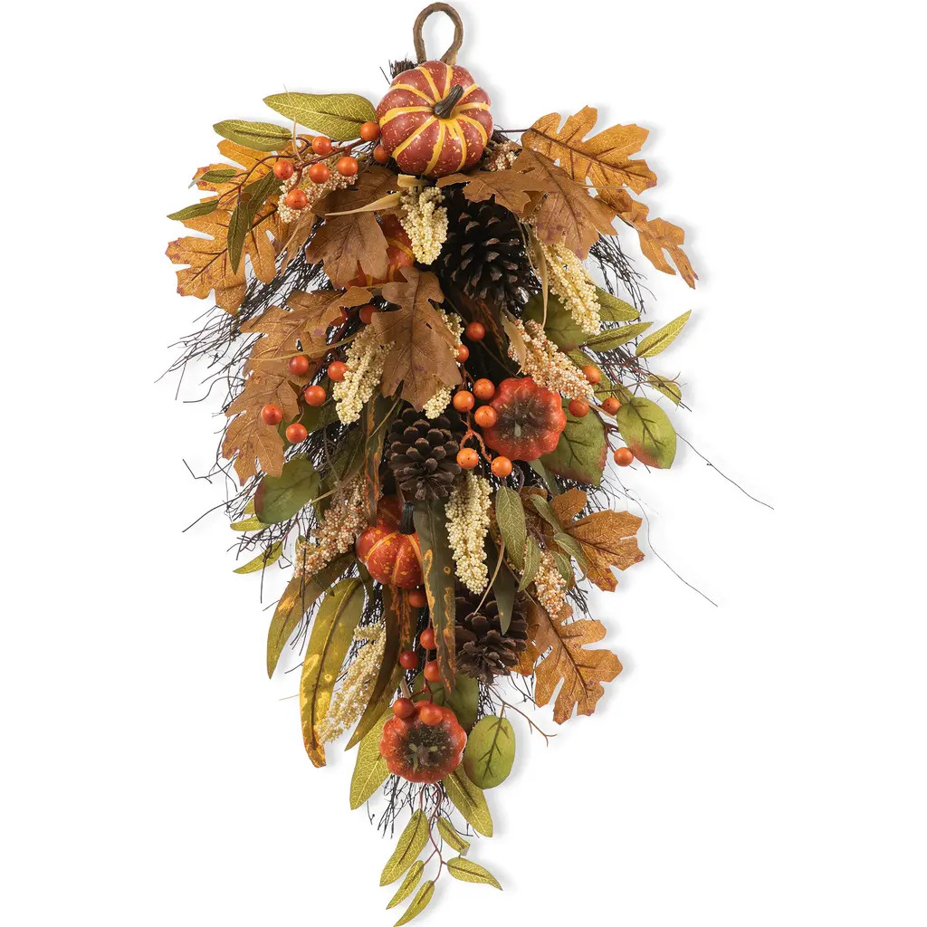 Glitzhome 27"H Fall Pumpkin Leaf Teardrop in Orange at Nordstrom, Size Medium | Nordstrom