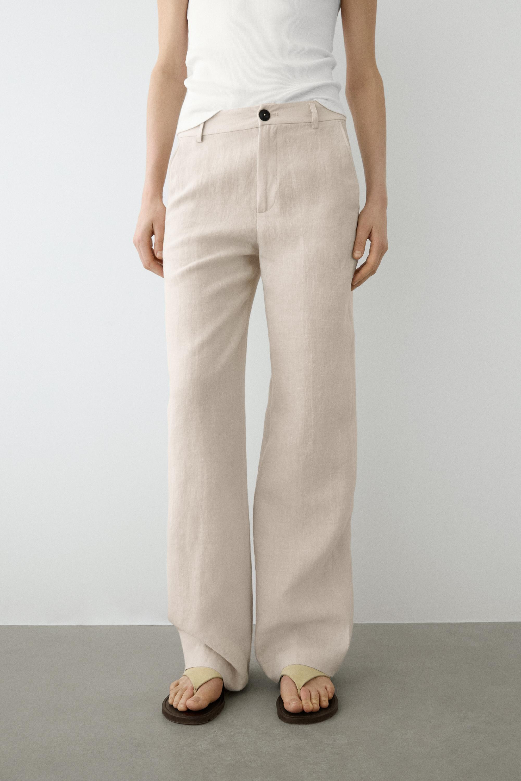 100% linen relaxed fit trousers | Massimo Dutti UK