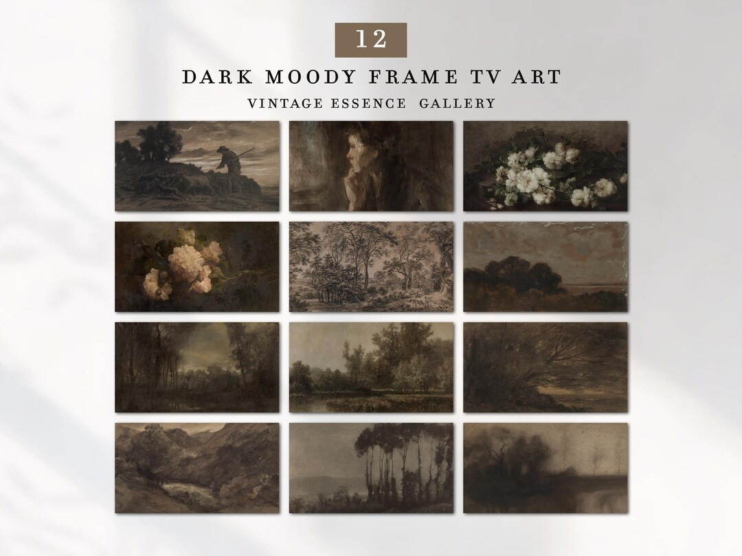 Dark Moody Samsung Frame TV Art Set Vintage Botanical Landscape Bundle Antique Aesthetic Painting... | Etsy (US)