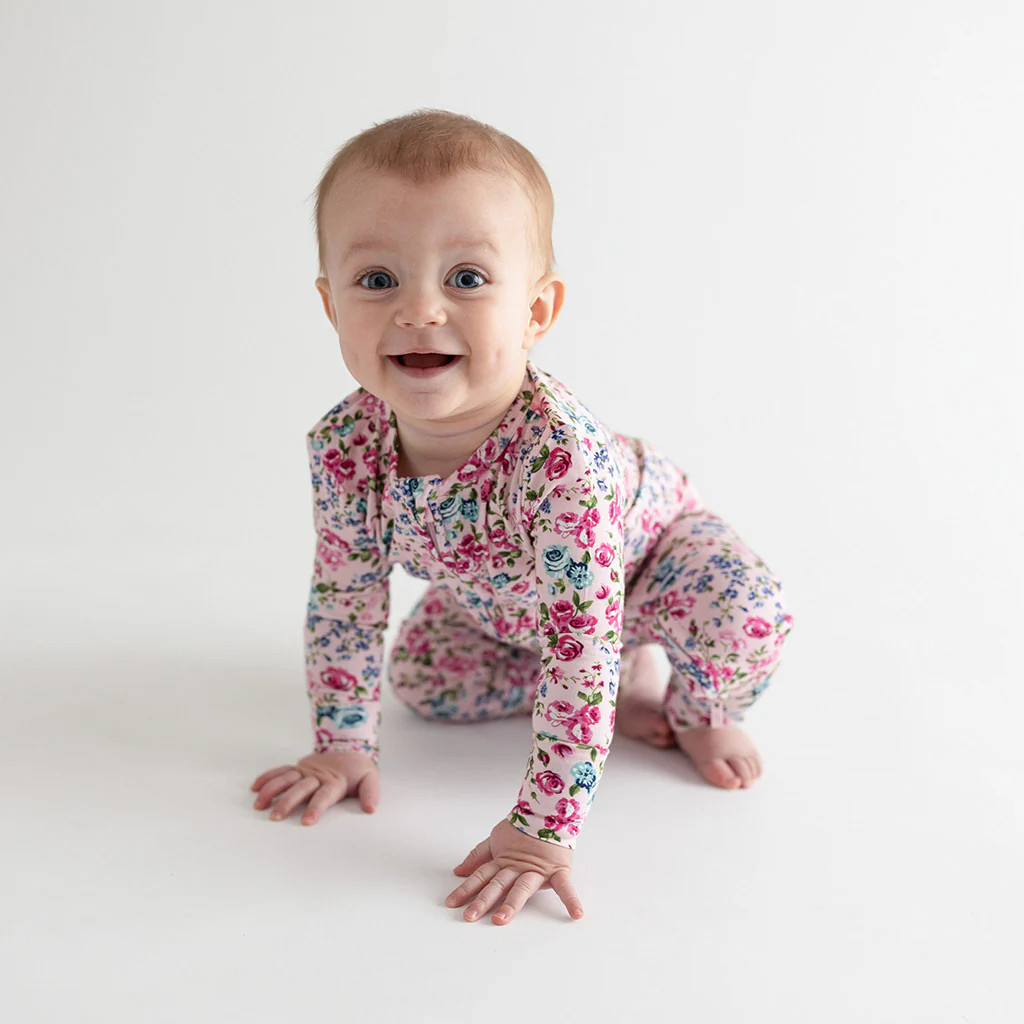 Floral Pink Baby Convertible Sleeper | Pixie | Posh Peanut