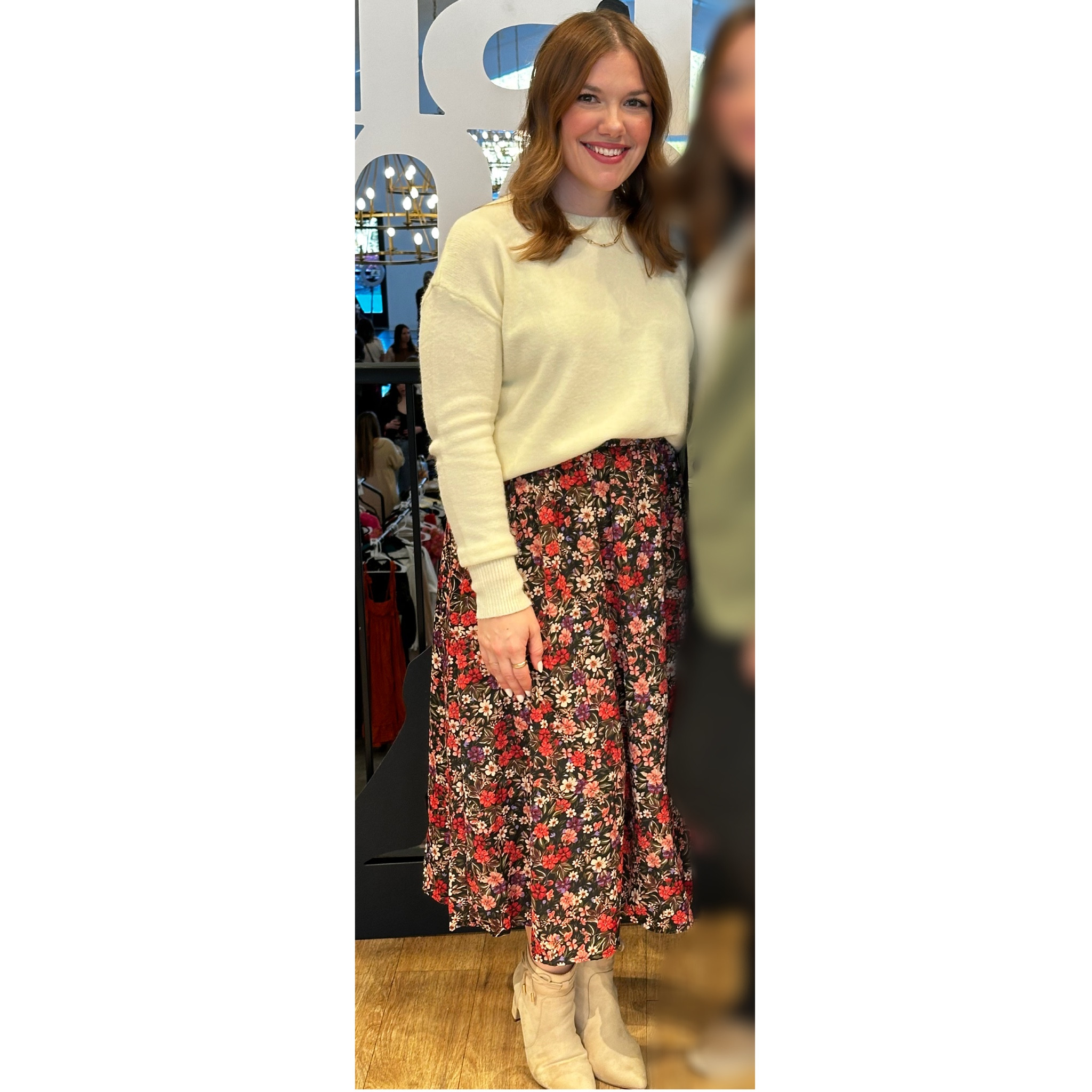 went to an all-women event that was casual chic attire! i felt confident and comfortable! it was the perfect amount of chic- obsessed with the floral skirt! 😍 I've had this sweater for a year now but I linked a similar style!

#casualchic #momstyle #momfashion #fallstyle #fallfashion #confident #midsection #pooch #mompooch #csectionpooch #styletip #midsize #midsizestyle #midsizetips 

#LTKMidsize #LTKParties #LTKSeasonal