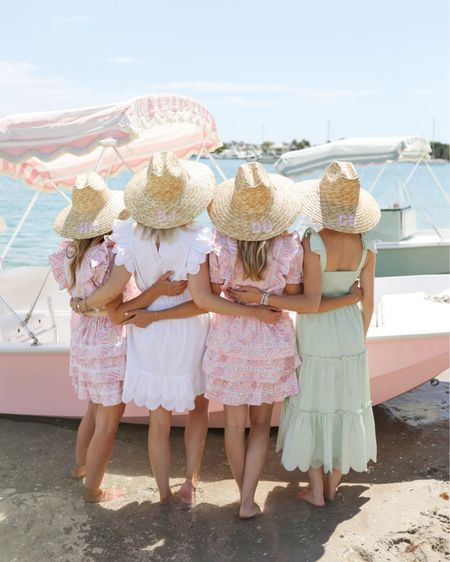 Darling Palm Beach Lately x Sail to Sable outfits for Summer! I’m wearing a size medium in the white scallops! I think all of the dresses run true to size except the long pink printed! I would size down in that! #summerdresses #dresses #beachtrip #palmbeachlatelyxsailtosable #girlstrip #bachelorette #summerhats 