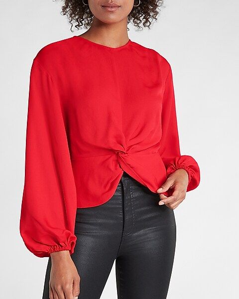 Twist Front Peplum Top | Express