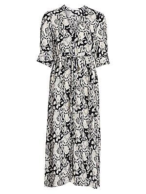Her Floral-Print Stretch-Silk A-Line Midi Dress | Saks Fifth Avenue