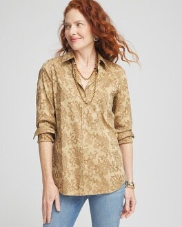 No Iron™ Gold Jacquard Shirt | Chico's
