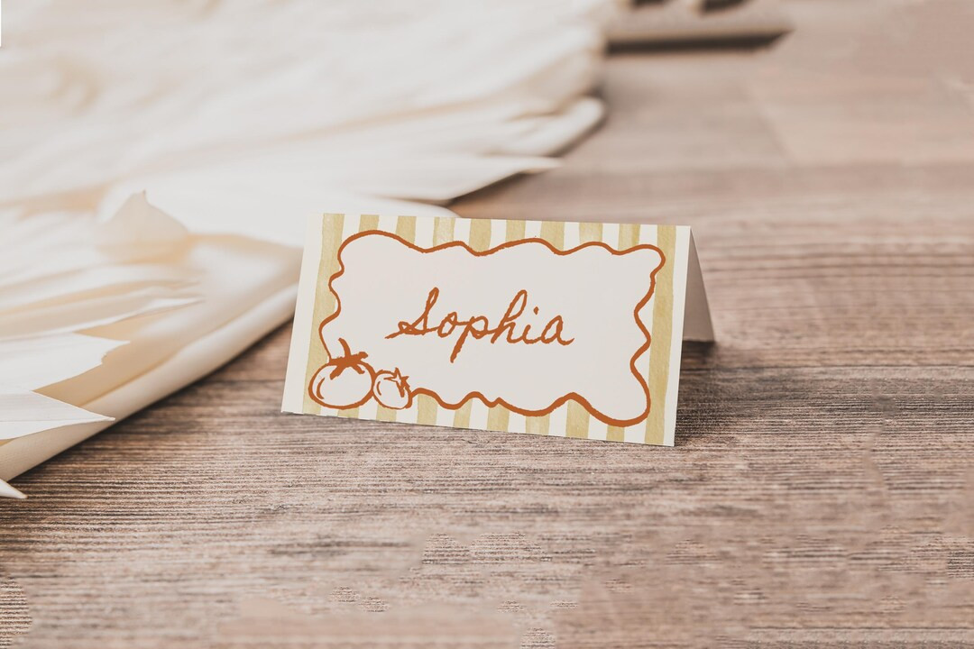 Tomato Place Card Template | Editable Hand Drawn Italian Food Tent | DIY Pasta Folded Place Card ... | Etsy (US)