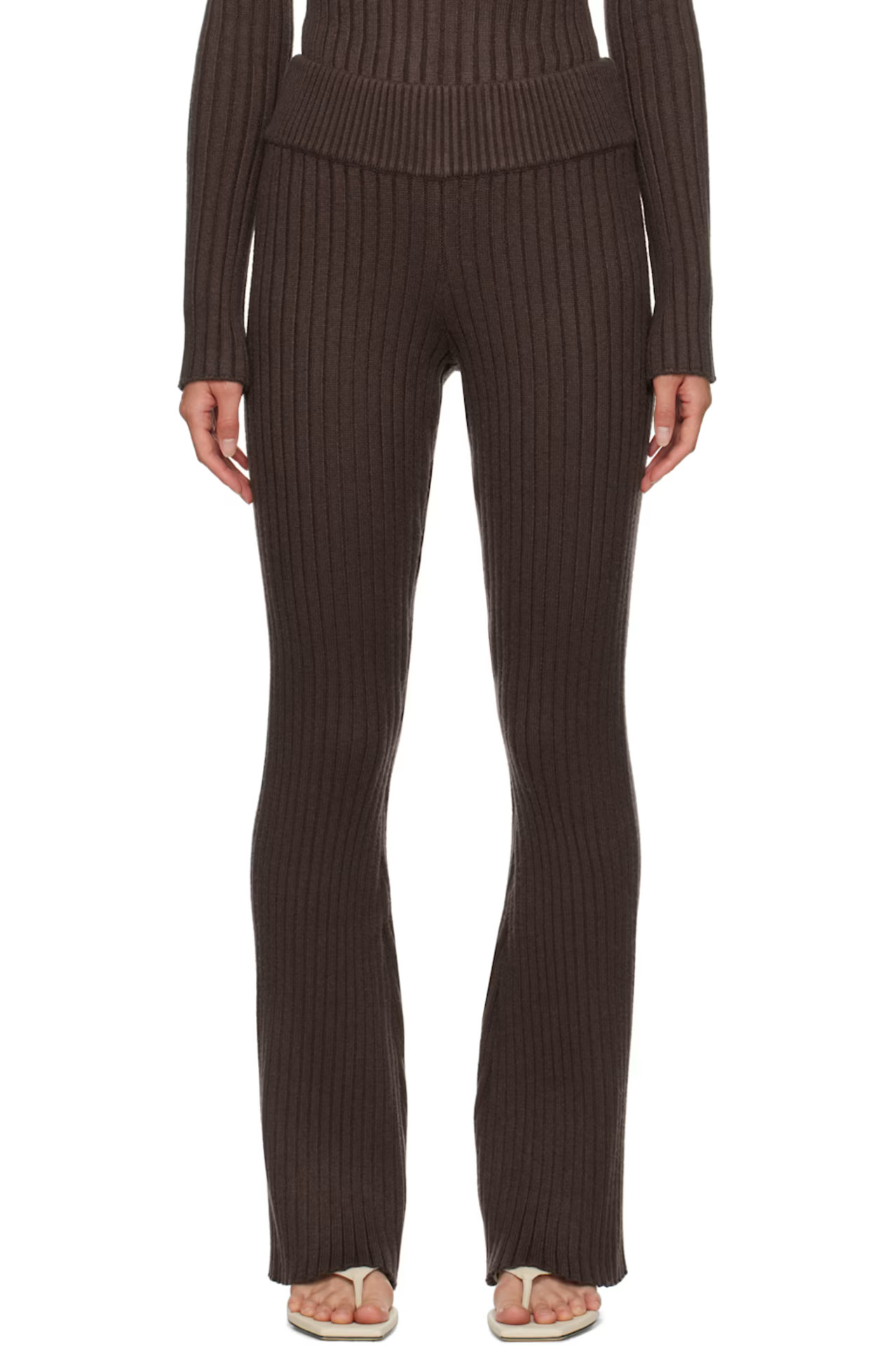 Brown Thalia Rib Lounge Pants | SSENSE