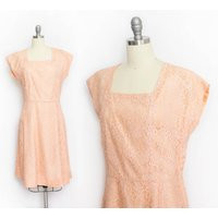 1960S Dress Champagne Lace Full Skirt L | Etsy (US)