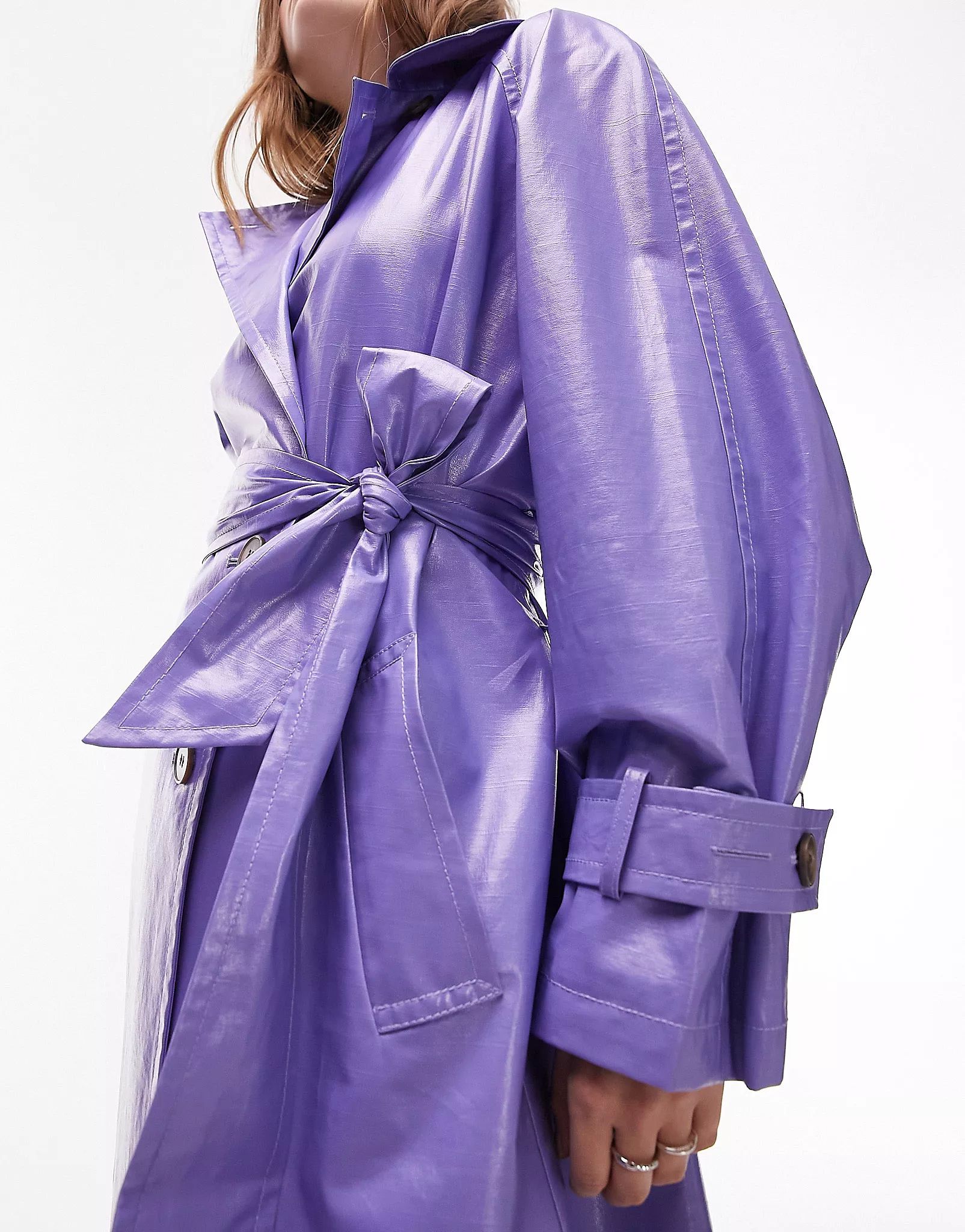 Topshop Tailored longline coated trench in lilac - part of a set | ASOS (Global)
