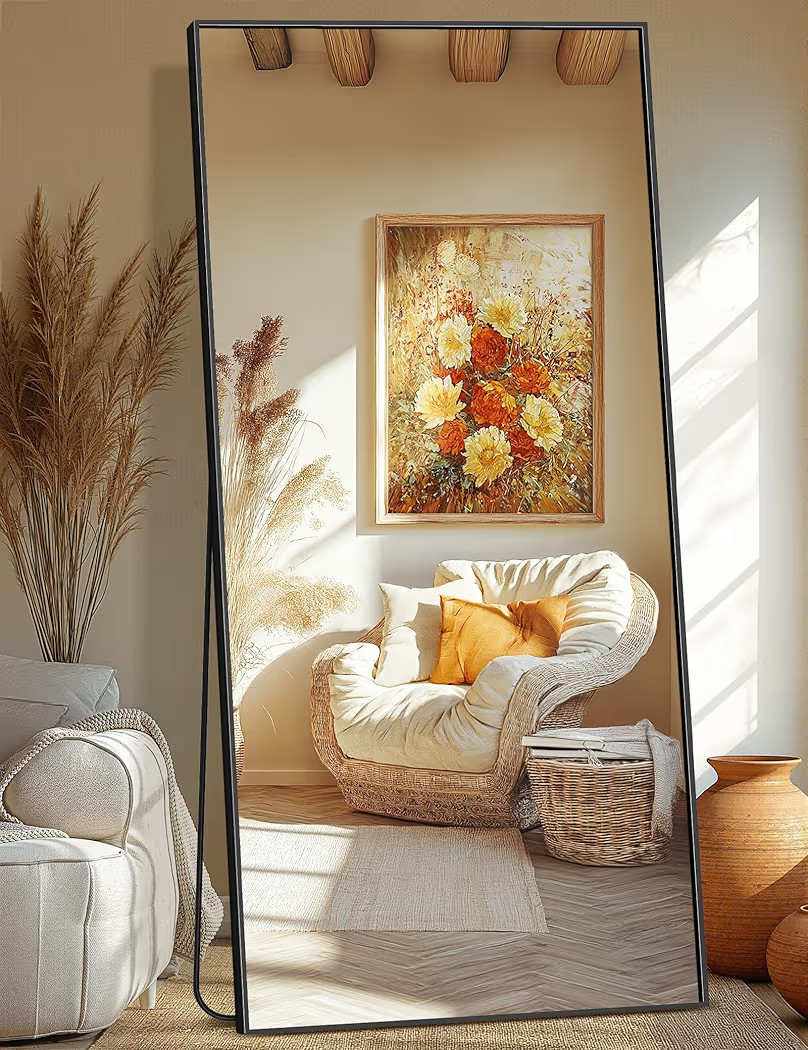 Full Length Mirror, 75"x35" Standing Floor Full Body Mirror for Wall with Aluminum Alloy Frame fo... | Amazon (US)