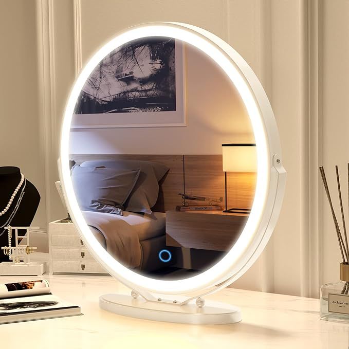 Vlsrka 20 inch Vanity Mirror with Lights, Round LED Makeup Mirror, Large Makeup Mirror with Light... | Amazon (US)