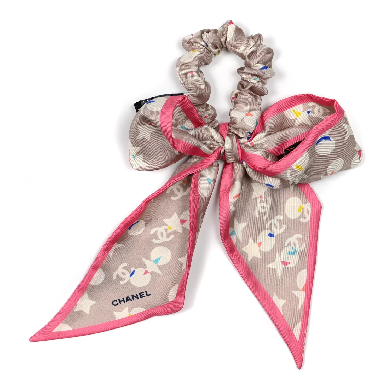 CHANEL Silk CC Twilly Hair Scarf Beige Pink | FASHIONPHILE | Fashionphile