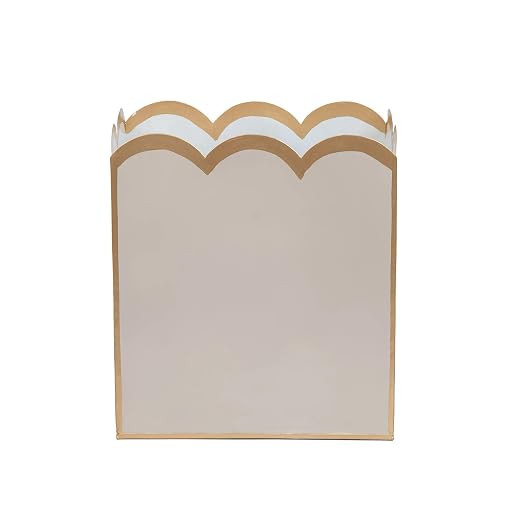 Jaye's Studio Decorative Trash Can Taupe & Gold Waste Basket, Magazine Holder Metal, Bathroom Was... | Amazon (US)