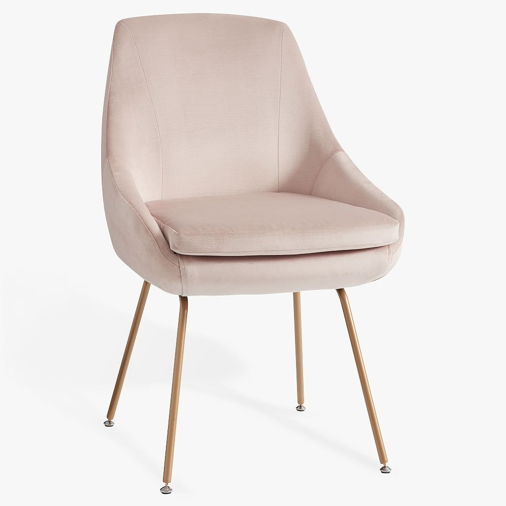 Mathis Stationary Desk Chair, Lustre Velvet Dusty Blush | Pottery Barn Teen