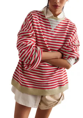Free People Classic Striped Oversized Crewneck | Belk