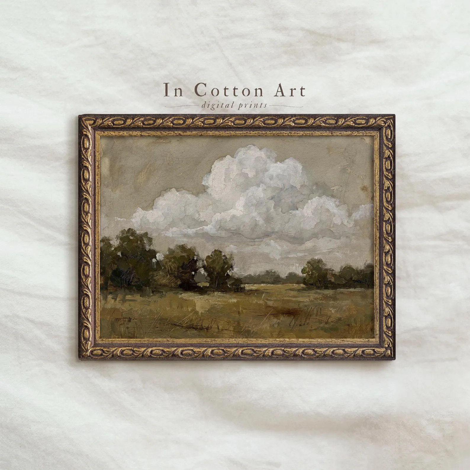 Vintage Cloudscape Painting, Moody Landscape Printable Art, Rustic Country Farmhouse Decor | P387 | Etsy (Global)