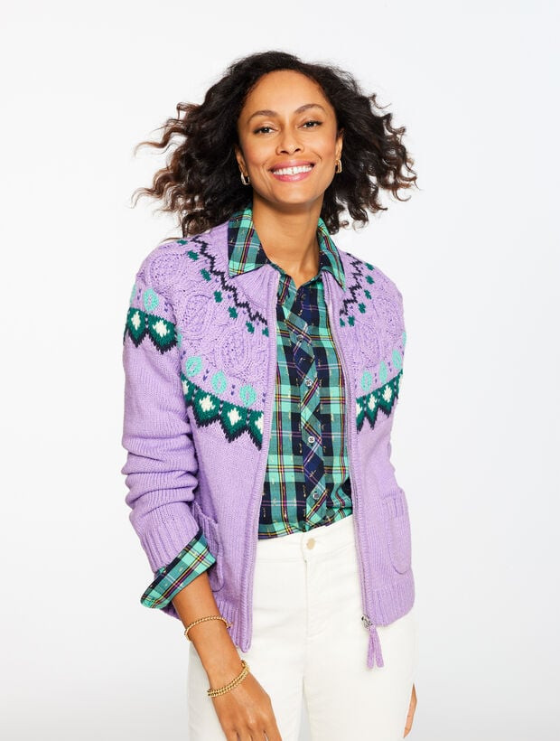 Cable Knit Cardigan - Fair Isle | Talbots