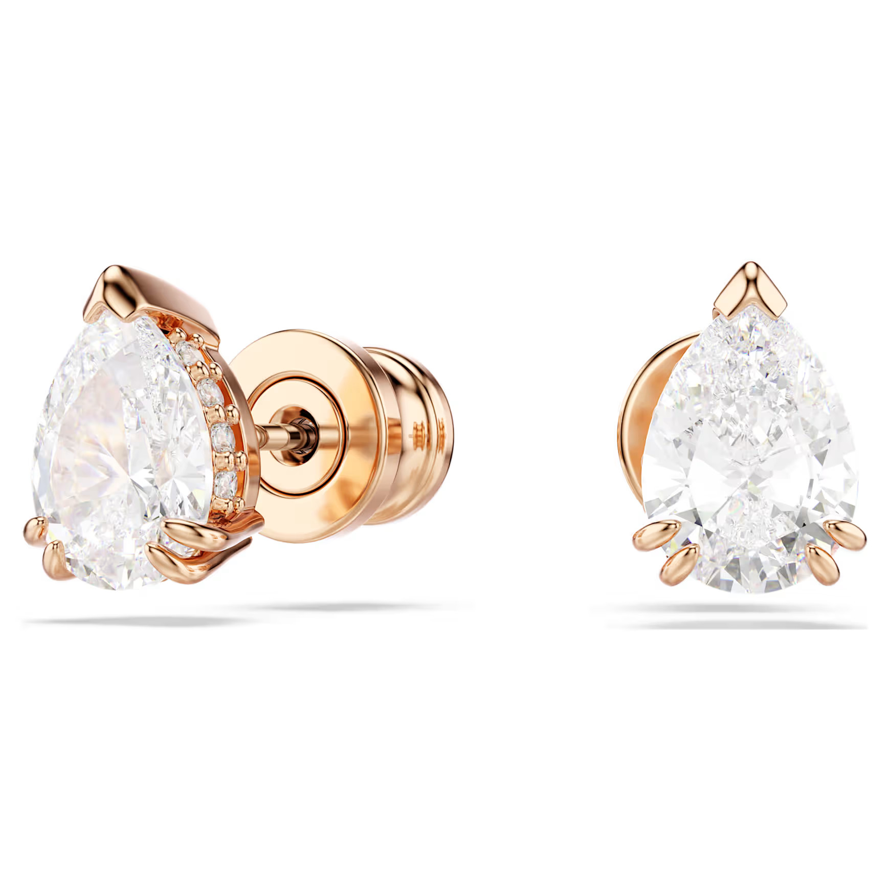 Stilla stud earrings, Pear cut, White, Rose gold-tone plated by SWAROVSKI | SWAROVSKI