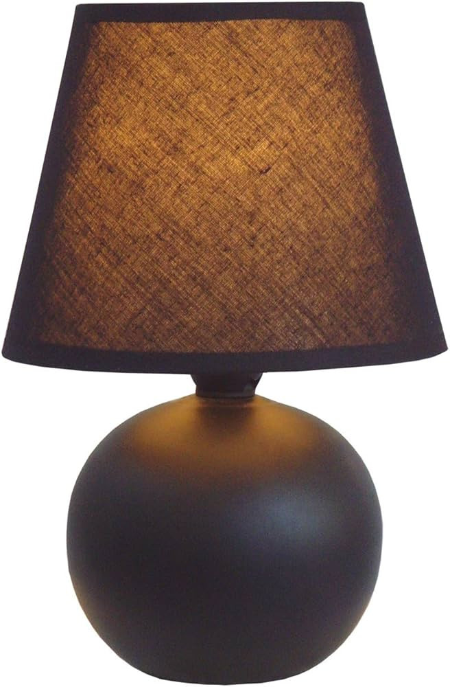 Simple Designs LT2008-BLK Mini Ceramic Globe Table Lamp with Matching Fabric Shade, Black | Amazon (US)