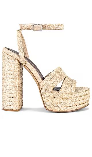 Yawl Platform Heeled Sandal in Natural Raffia | Revolve Clothing (Global)