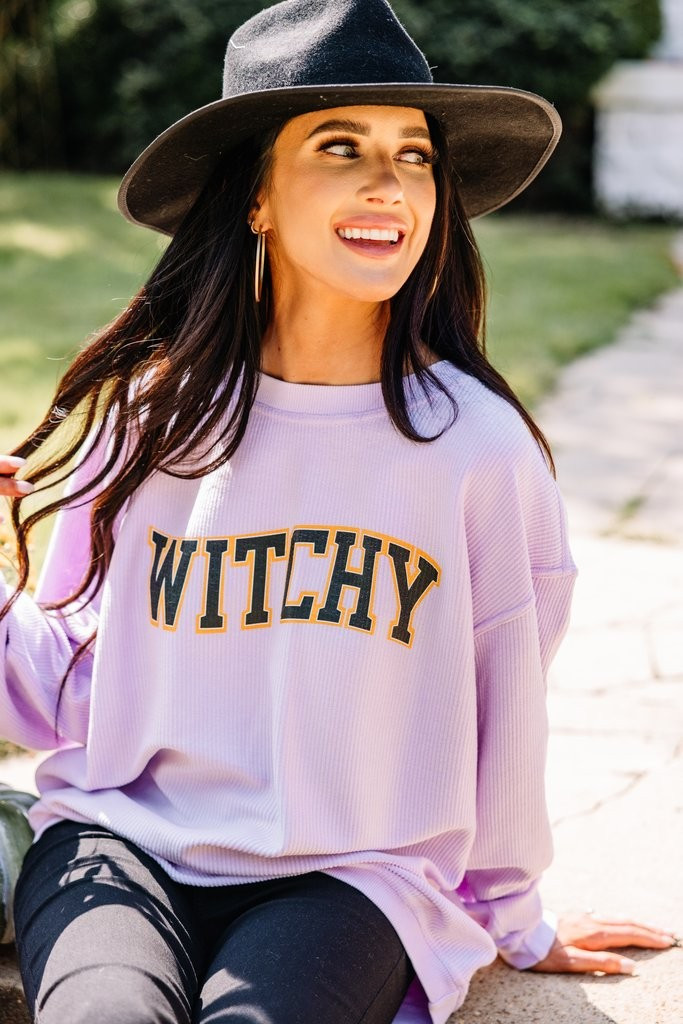 Witchy Lilac Purple Corded Graphic Sweatshirt | The Mint Julep Boutique