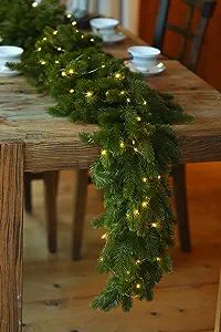 6FT Christmas Garland PARTY JOY Pine Garland with 16.4FT LED Lights String, Greenery Plant for Ch... | Amazon (US)